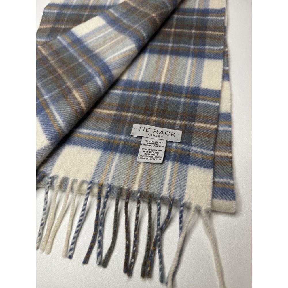 100% Cashmere Scarf Plaid Made In Scotland Unisex Adults Fringe Tie Rack London - Picture 5 of 6